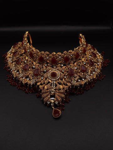 Majestic Maroon & Antique Gold Bridal Set