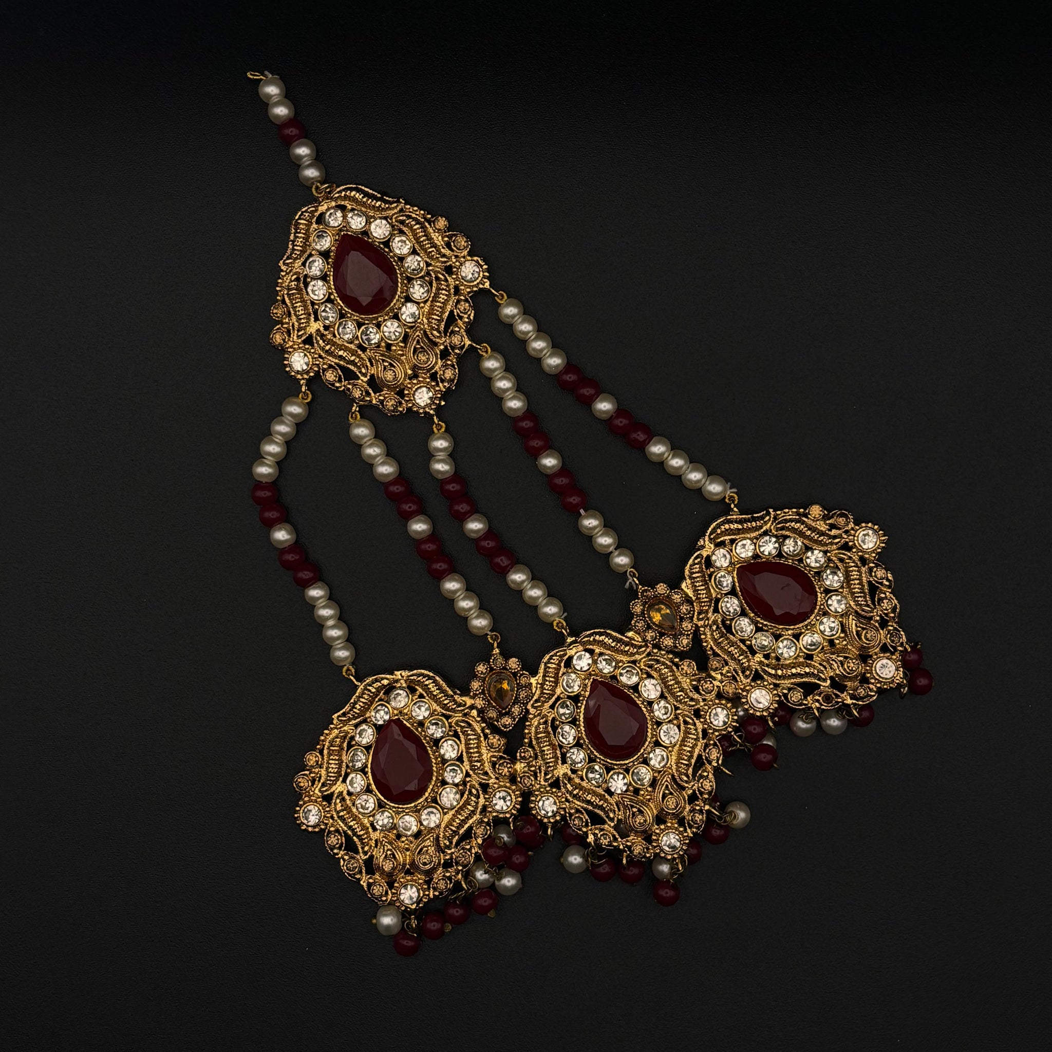 Maroon & Pearl Royal Jhoomer