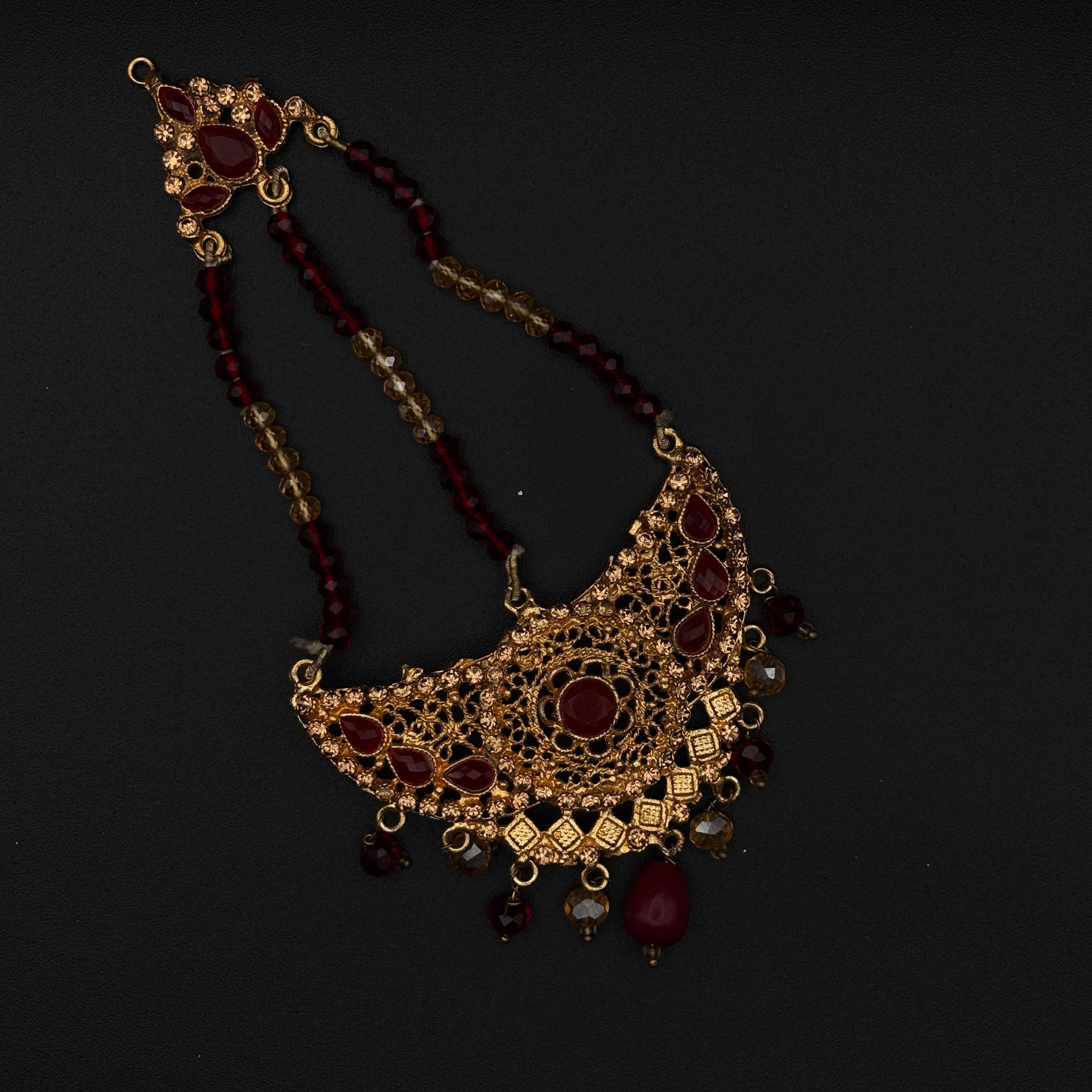 Crescent Maroon Stone Jhoomer