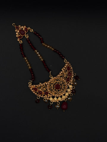 Crescent Maroon Stone Jhoomer