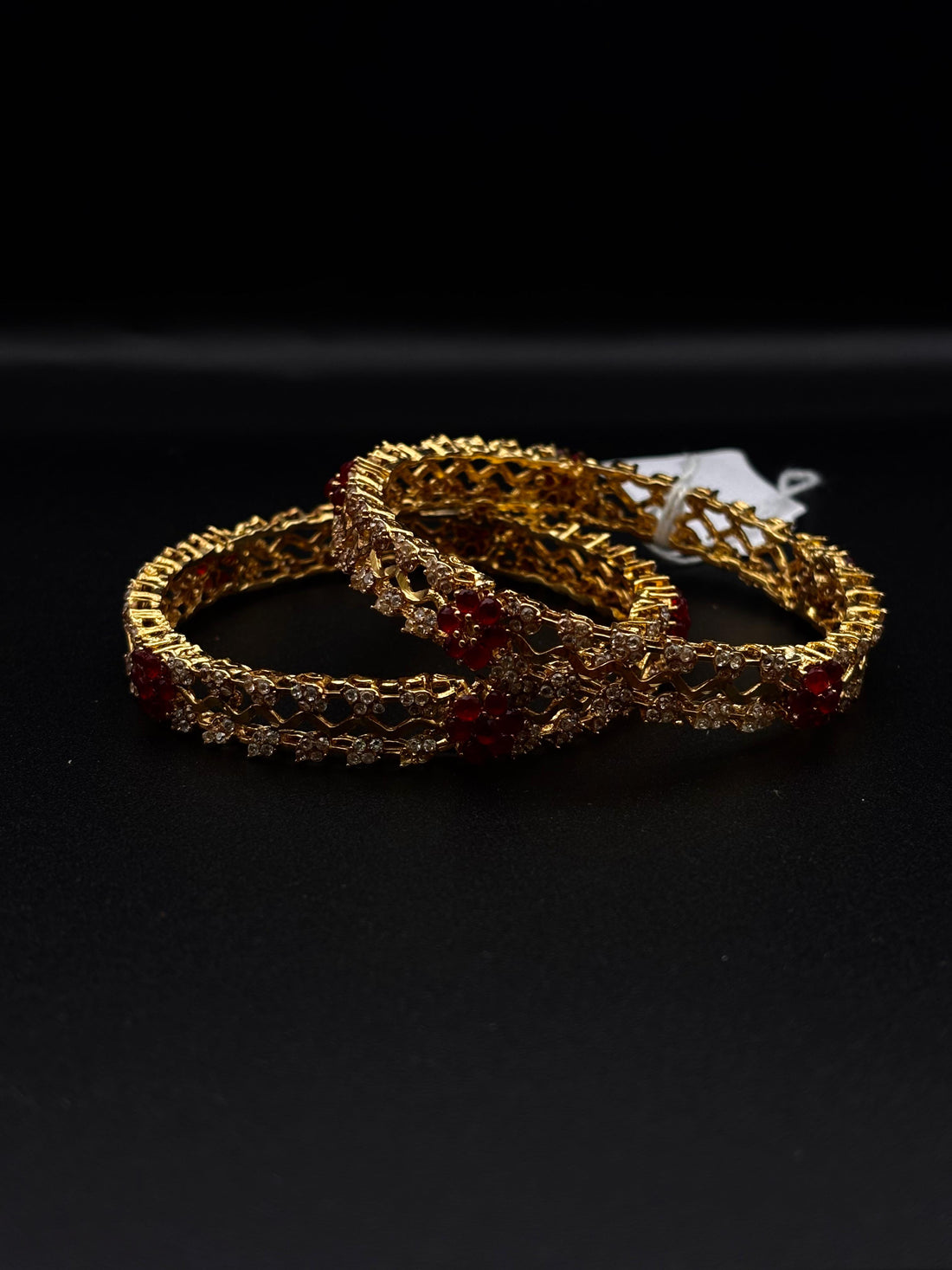 Crimson Elegance Gold Bangles