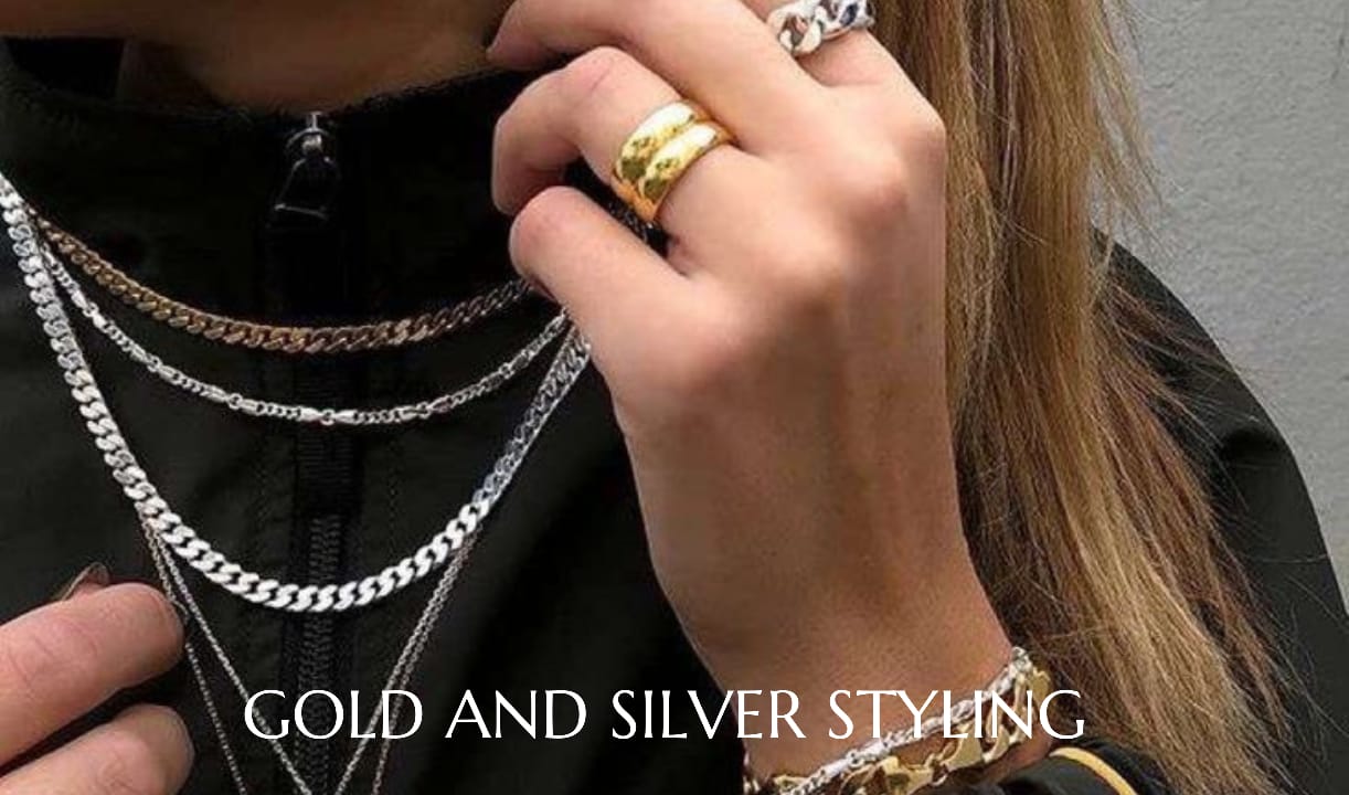 Fashion advice for accessorizing with gold and silver jewelry.